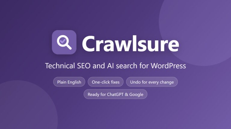 Crawlsure: technical SEO and AI search for WordPress